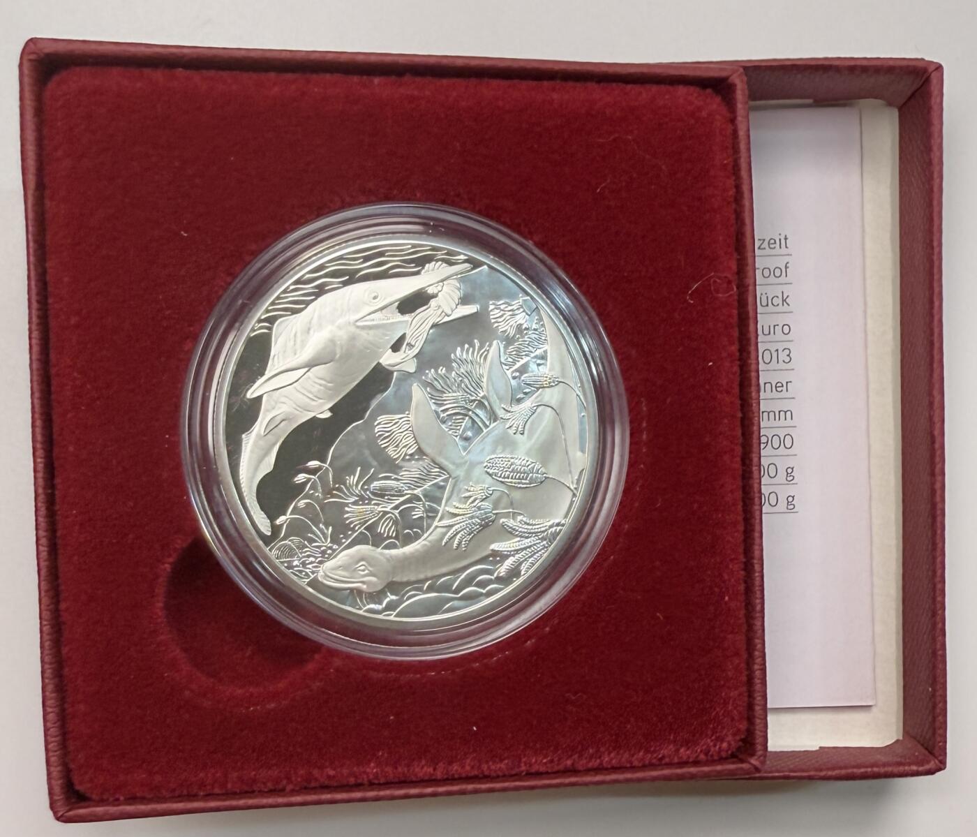 S&S Numismatic世界钱币-拍卖 第113期  奥地利2013年 史前生物-三叠纪·水中的生命 20欧元精制纪念银币 盒证齐全