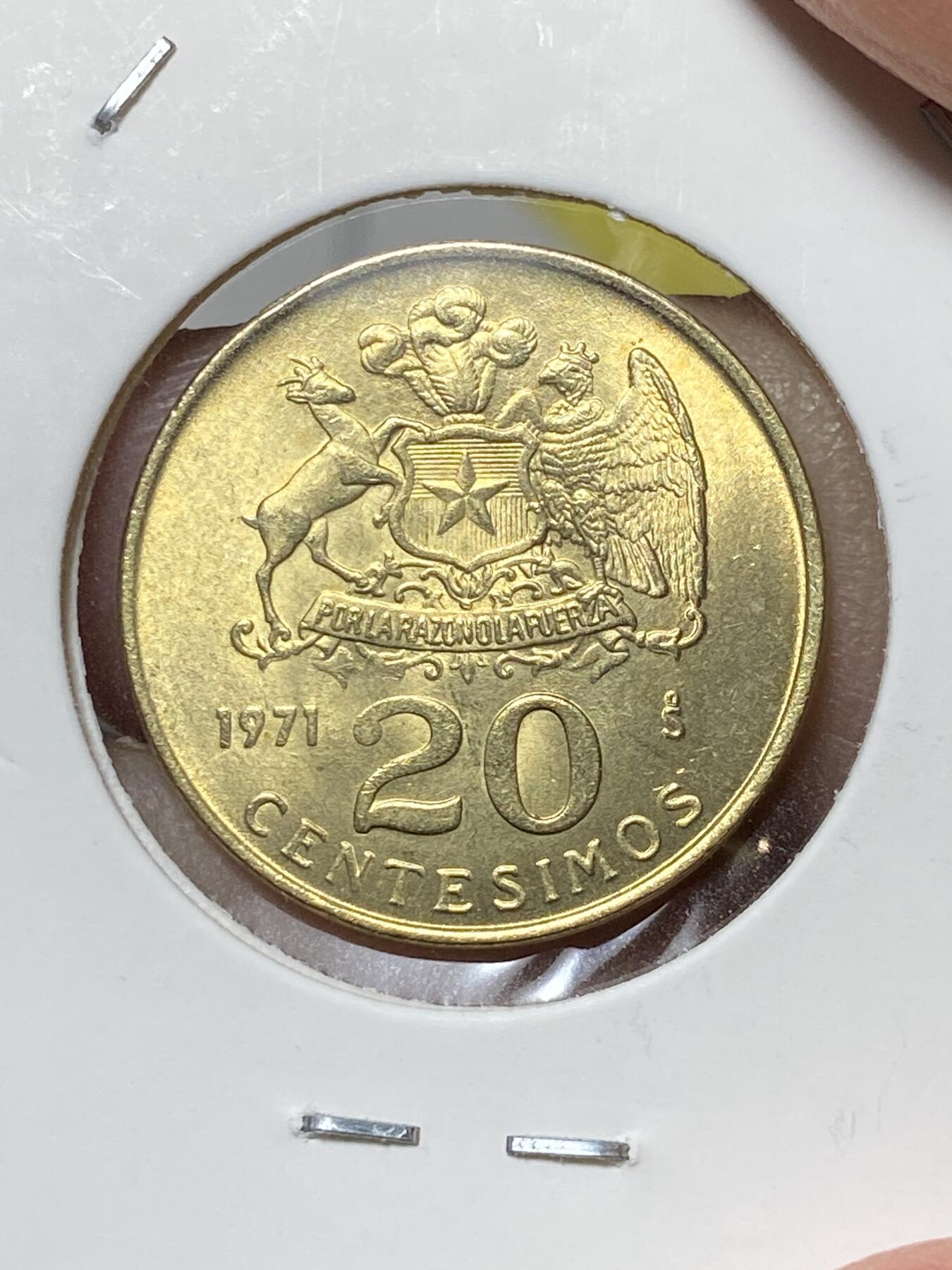 2025年第八十一场(总第一百零七场）外国好品散币(免佣金) 少见好品–智利🇨🇱1971年20分(首发年仅发行2年)