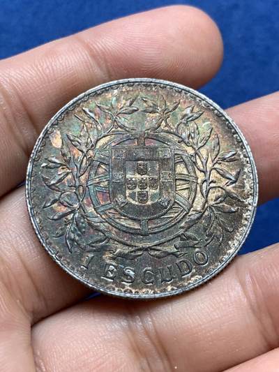 《竞宝斋》第410场 周日，周一，2场连拍 （全场包邮） 葡萄牙1916年谷物女神1埃斯库多大银币