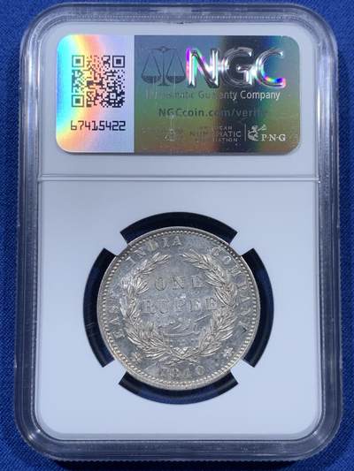 《竞宝斋》第410场 周日，周一，2场连拍 （全场包邮） NGC AU58 英属印度1840年维多利亚双辫版1卢比银币