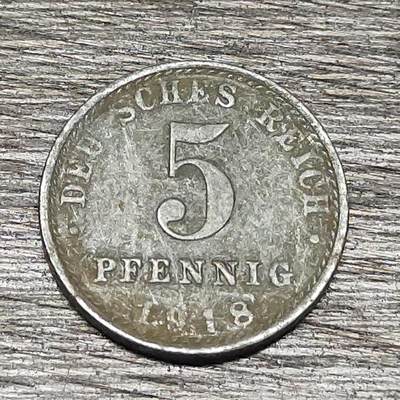 【铜匠收藏】★第130场★散币场，无佣金，30包邮。不满30元，支付5元运费。《接受代拍 代送NGC评级》 - 德国 1918年 5芬尼 A版 长翅