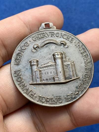 《竞宝斋》第410场 周日，周一，2场连拍 （全场包邮） 文艺复兴时期解剖学大师-莱昂纳多·博塔洛纪念章，1954年都灵医学外科会议， 22.1克，39.3mm。