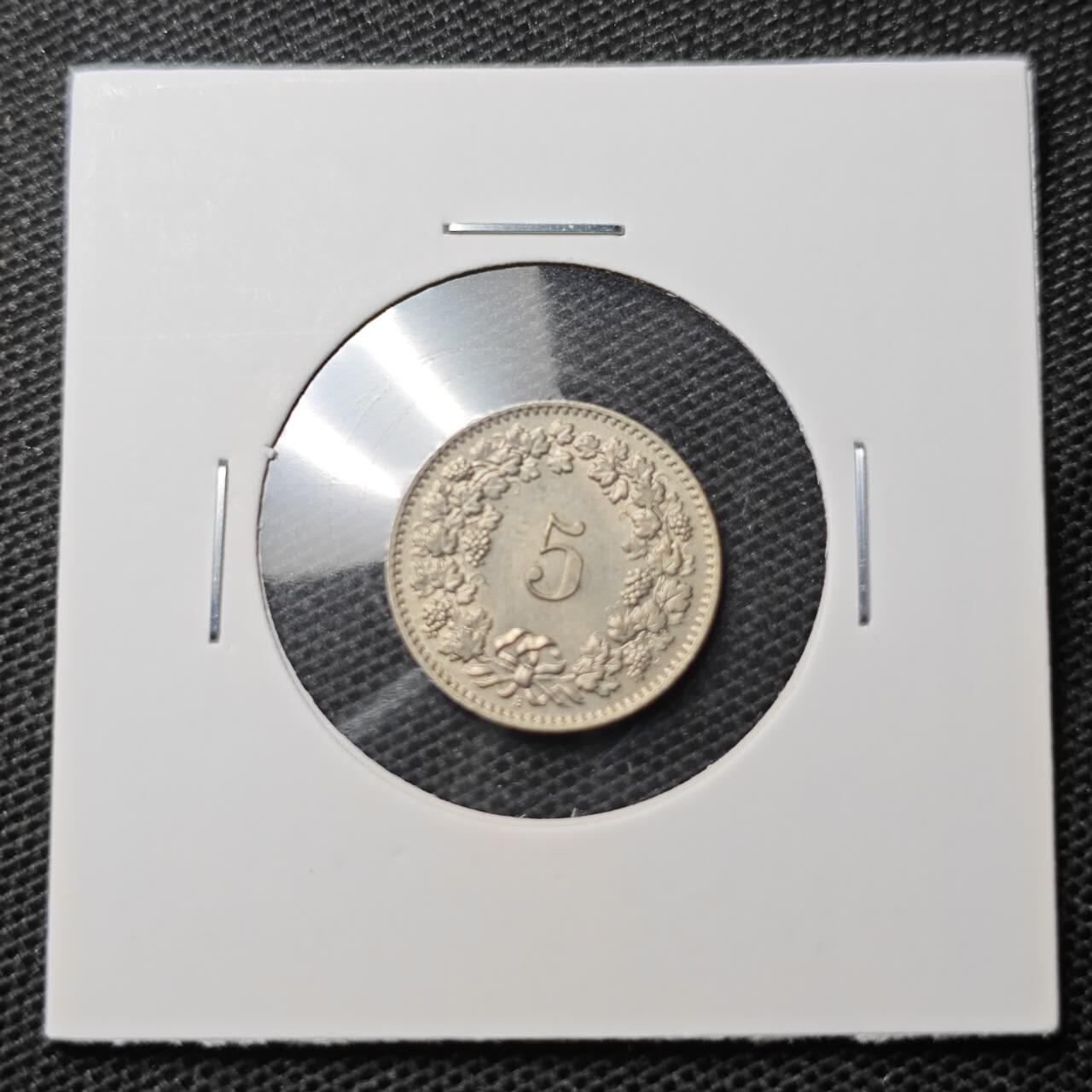 KK钱币收藏小铺 第326期 2月预留时间 周末发货 1958瑞士5分 