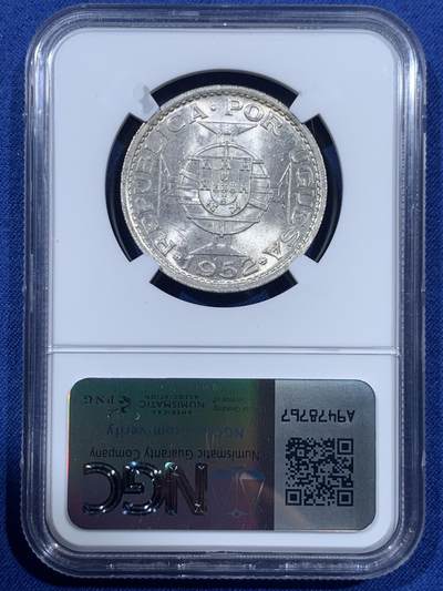 《竞宝斋》第410场 周日，周一，2场连拍 （全场包邮） NGC MS63 澳门1952年5法郎 两面转光 有点低评了 性价比高