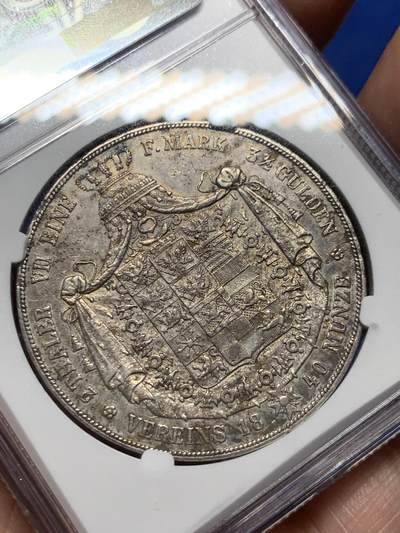 《竞宝斋》第410场 周日，周一，2场连拍 （全场包邮） NGC AUD 德国普鲁士 1840年 窗帘2泰勒 37克大银币