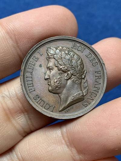 《竞宝斋》第410场 周日，周一，2场连拍 （全场包邮） 路易菲利普儿子奥尔良公爵造像落成纪念铜章 8.9克 26.9mm