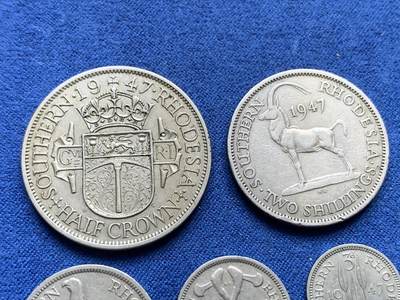 《竞宝斋》第410场 周日，周一，2场连拍 （全场包邮） 五枚一组 英属南罗德西亚1947年乔治六世