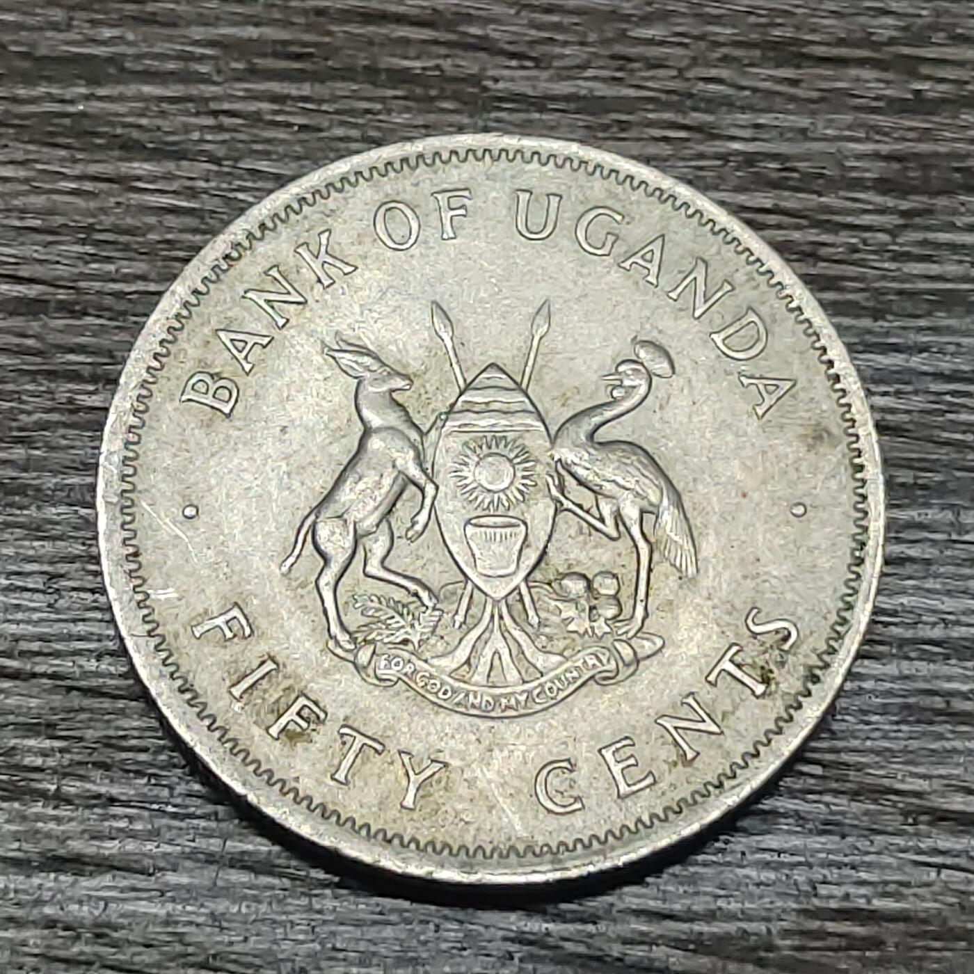 【铜匠收藏】★第130场★散币场，无佣金，30包邮。不满30元，支付5元运费。《接受代拍 代送NGC评级》 乌干达 1966年 50分 镀镍钢币