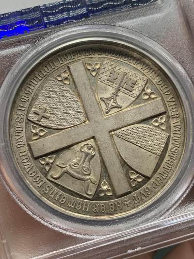 《竞宝斋》第410场 周日，周一，2场连拍 （全场包邮） PCGS SP64 瑞士1886年森帕赫战役600周年纪念大银章 高浮雕 类镜面底板 淡黄油包浆 加厚盒