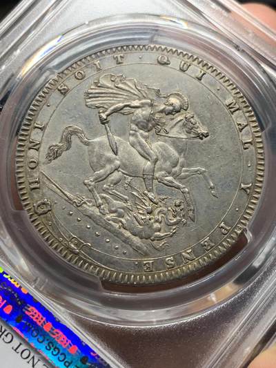 《竞宝斋》第410场 周日，周一，2场连拍 （全场包邮） PCGS AUD 英国1820乔治三世马剑大银币 见特写图