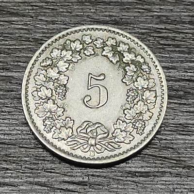 【铜匠收藏】★第130场★散币场，无佣金，30包邮。不满30元，支付5元运费。《接受代拍 代送NGC评级》 - 瑞士 1954年 5分  镍币