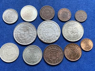 《竞宝斋》第410场 周日，周一，2场连拍 （全场包邮） 13枚一组 葡属莫桑比克1952-1974年 含3枚银币