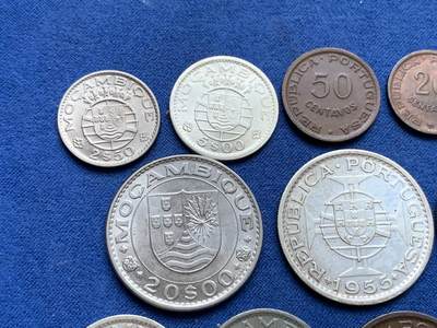 《竞宝斋》第410场 周日，周一，2场连拍 （全场包邮） 13枚一组 葡属莫桑比克1952-1974年 含3枚银币