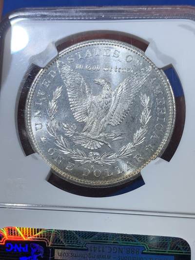 《竞宝斋》第410场 周日，周一，2场连拍 （全场包邮） NGC MS63 美国1882-s摩根 五彩包浆