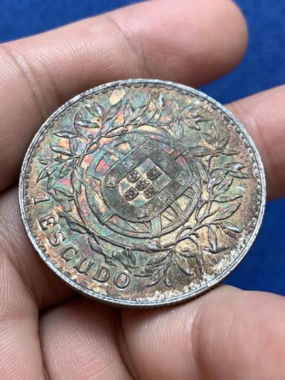 《竞宝斋》第410场 周日，周一，2场连拍 （全场包邮） 葡萄牙1916年谷物女神1埃斯库多大银币