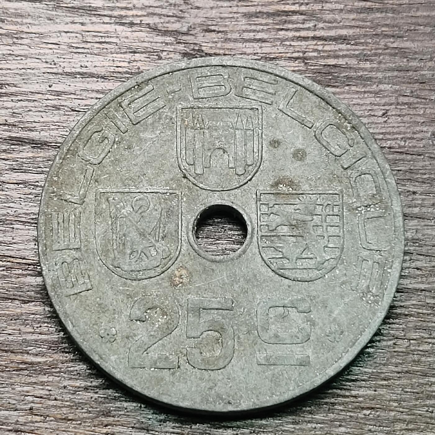 【铜匠收藏】★第130场★散币场，无佣金，30包邮。不满30元，支付5元运费。《接受代拍 代送NGC评级》  比利时 1944年 25分 锌币