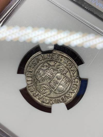 《竞宝斋》第410场 周日，周一，2场连拍 （全场包邮） NGC MS61 奥地利萨尔茨堡大主教1681年3克鲁泽银币 压印完美银光耀眼 脸和盾全清晰 优秀的MS