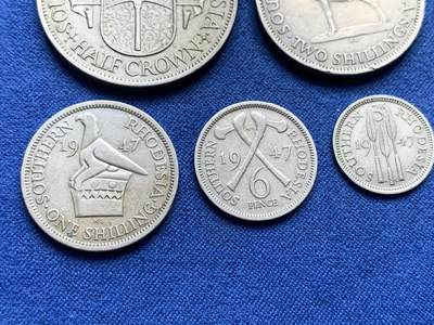 《竞宝斋》第410场 周日，周一，2场连拍 （全场包邮） 五枚一组 英属南罗德西亚1947年乔治六世