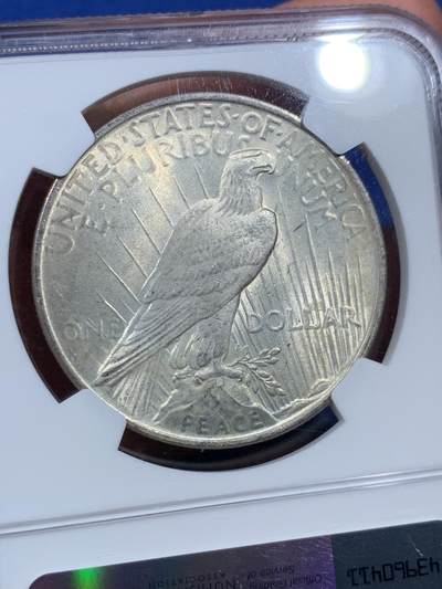 《竞宝斋》第410场 周日，周一，2场连拍 （全场包邮） NGC MS64 美国1922年和平女神1美元银币，浅包浆状态非常舒服