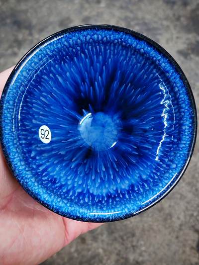 雪山之巅蓝釉雪花油滴极光变彩盏(32008)尺寸100*62mm容量150ml - 雪山之巅蓝釉雪花油滴极光变彩盏(32008)尺寸100*62mm容量150ml