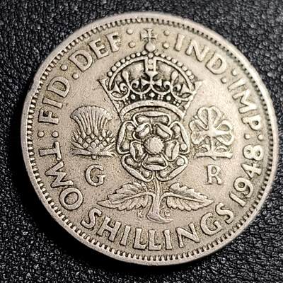 泉币菌-第92场-精品福利场 - 少见大币 英国1948年2先令 弗洛林 乔治六世 28.3mm 