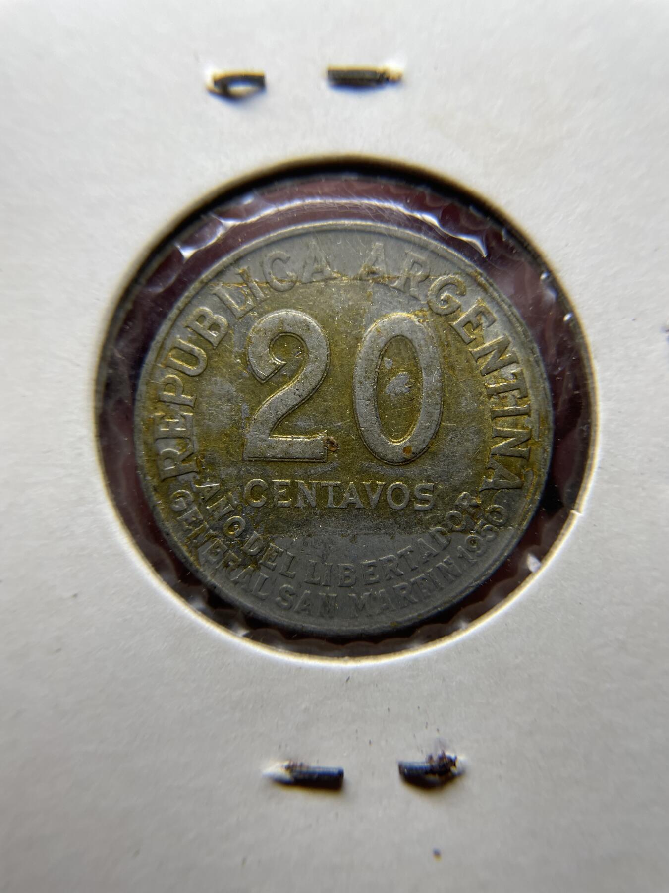 2025年集古藏今外币拍卖第八期-第2场—（总第262拍），可以寄存60天，满160元包邮。 1950年阿根廷20分