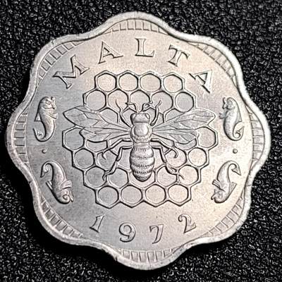 泉币菌-第92场-精品福利场 - 原光极美 少见 1972年 马耳他 十进制 3米尔 铝币 蜜蜂