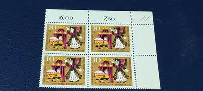 德国邮票专场，都是四方联 - 德国邮票四方联，1964年发行，童话故事  睡美人4全之一，品相如图