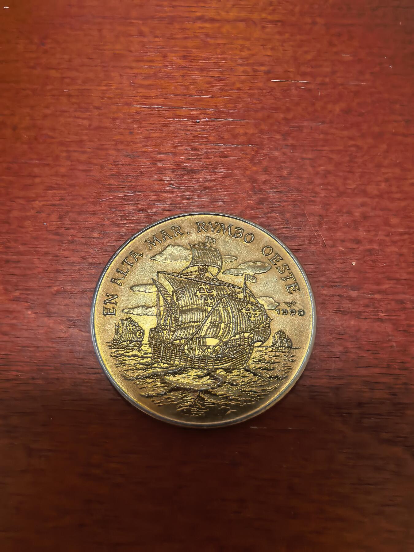 长老汇蛇年精选第三十八场拍卖 1990古巴哥伦布向西航行1比索镀金铜镍币，1.2万枚