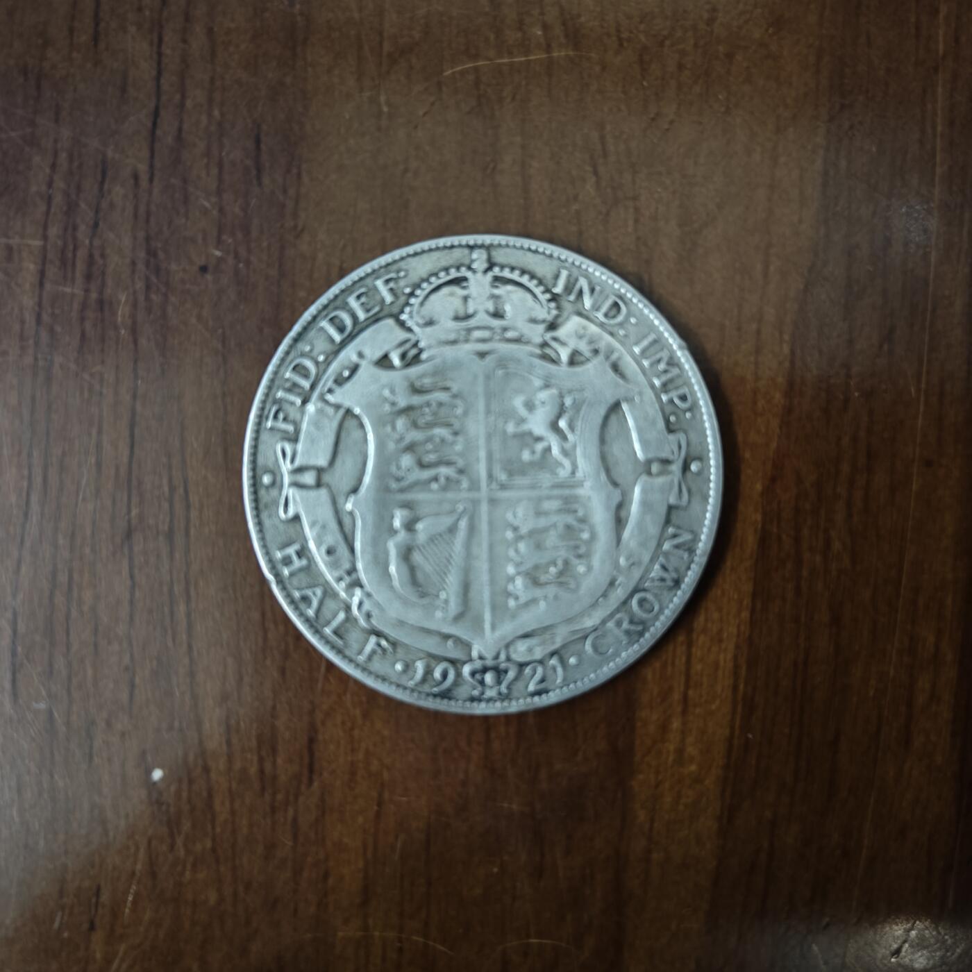 欧洲钱币 英国1921年乔治五世 半克朗1/2克朗银币14克32毫米