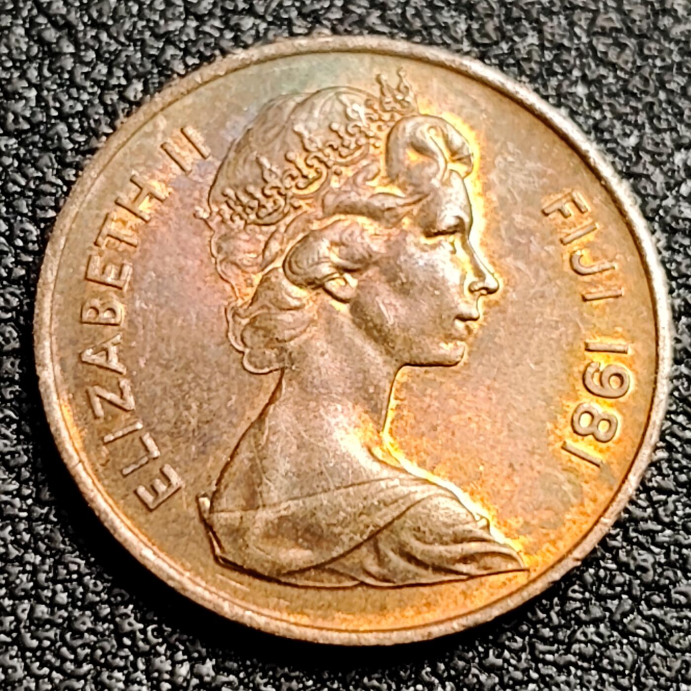 泉币菌-第91场-精品福利场 铜底光1971年 英属 斐济 粮农一分铜币 袖珍币