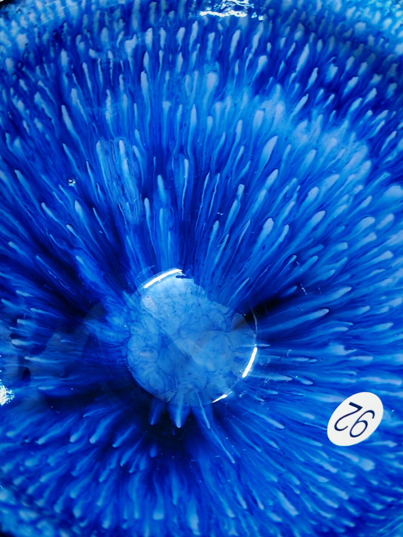 雪山之巅蓝釉雪花油滴极光变彩盏(32008)尺寸100*62mm容量150ml