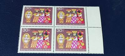 德国邮票专场，都是四方联 - 德国邮票四方联，1972年发行， 圣诞节东方三圣朝拜圣婴。品相如图