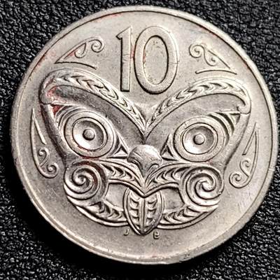 泉币菌-第91场-精品福利场 - 英属新西兰 10分硬币 毛利人面具 伊丽莎白二世 女王24mm
