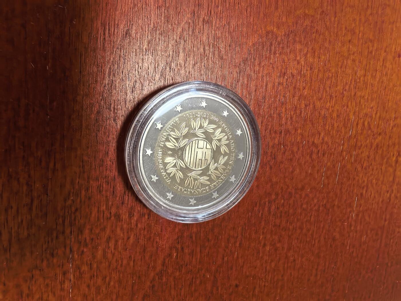 长老汇蛇年精选第三十八场拍卖 2021希腊革命2欧元精制双金属币，盒证全
