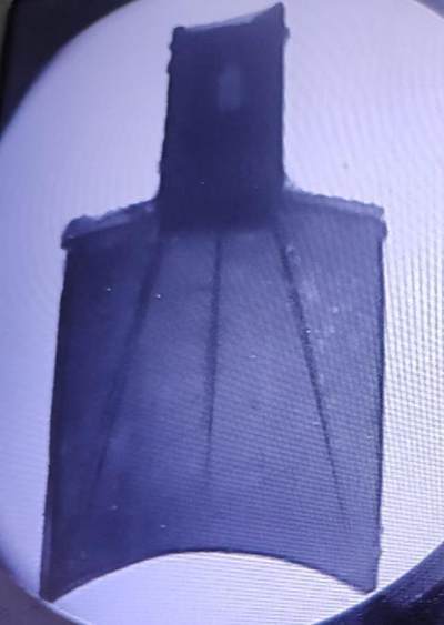 《竞宝斋》第410场 周日，周一，2场连拍 （全场包邮） 公博 美88分 先秦三晋地区斜肩“武”字空首布 品相极好 附X光图