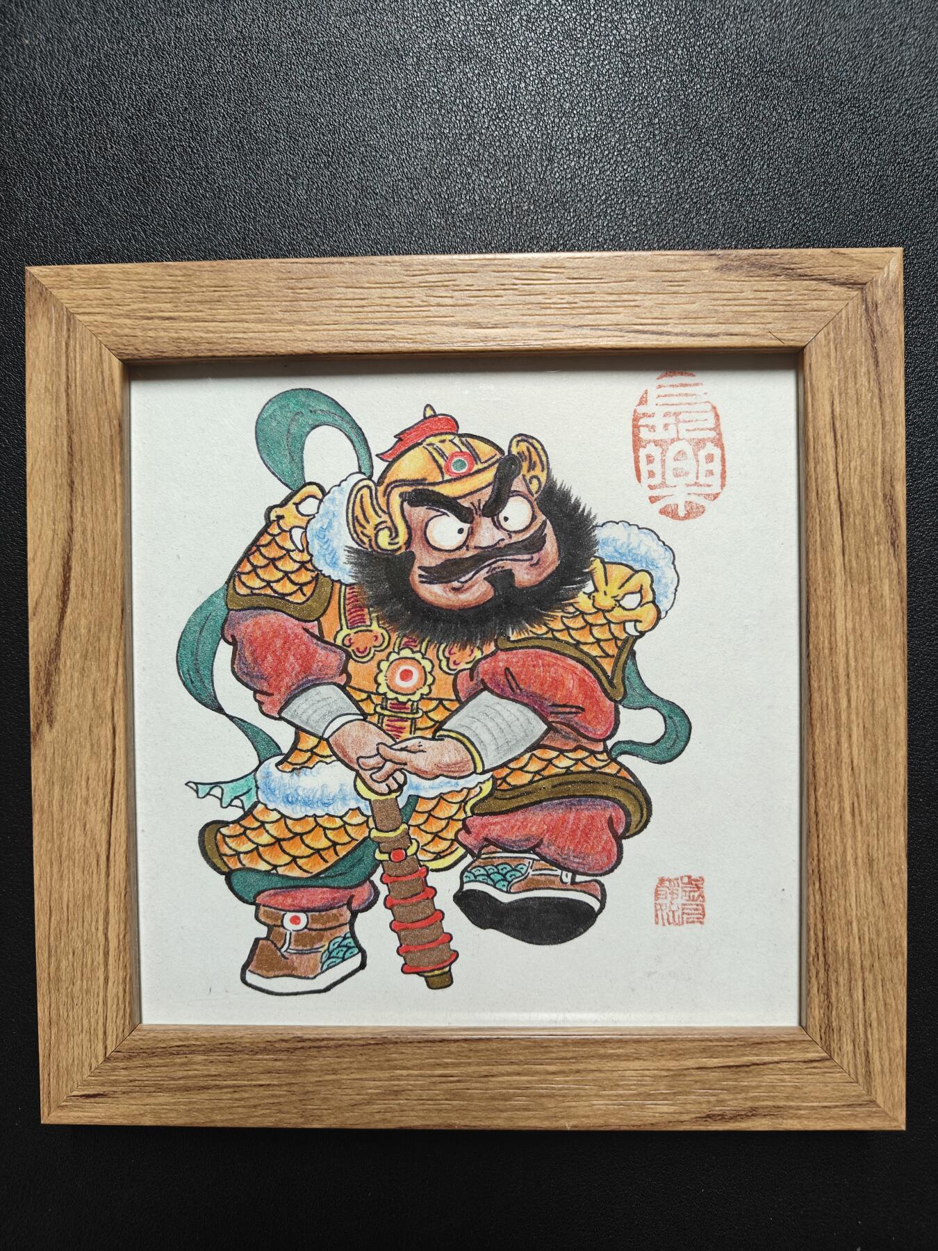 天玑星卡拍第115期《8.21周四截拍》持续收拍收评中 满赠卡需备注 【手绘画】居子 门神 尺寸18*18CM 知名漫画家