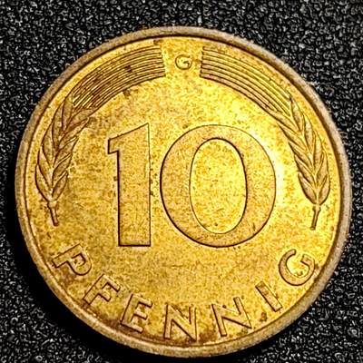 泉币菌-第92场-精品福利场 - 原铜光美品 联邦德国1980年 10芬尼硬币 橡树麦穗  银行版 21.5mm