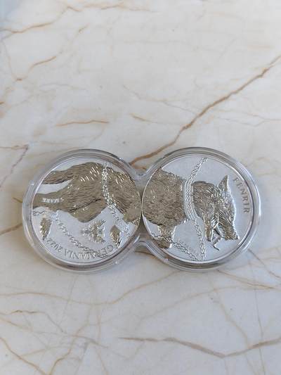第171期拍卖【长期征集拍品】 - 德国2022年5马克非流通银币套 日耳曼野兽系列-芬里尔（狼） 2X1盎司999.9银 发行量：2万5千套 日耳曼造币厂，有氧化