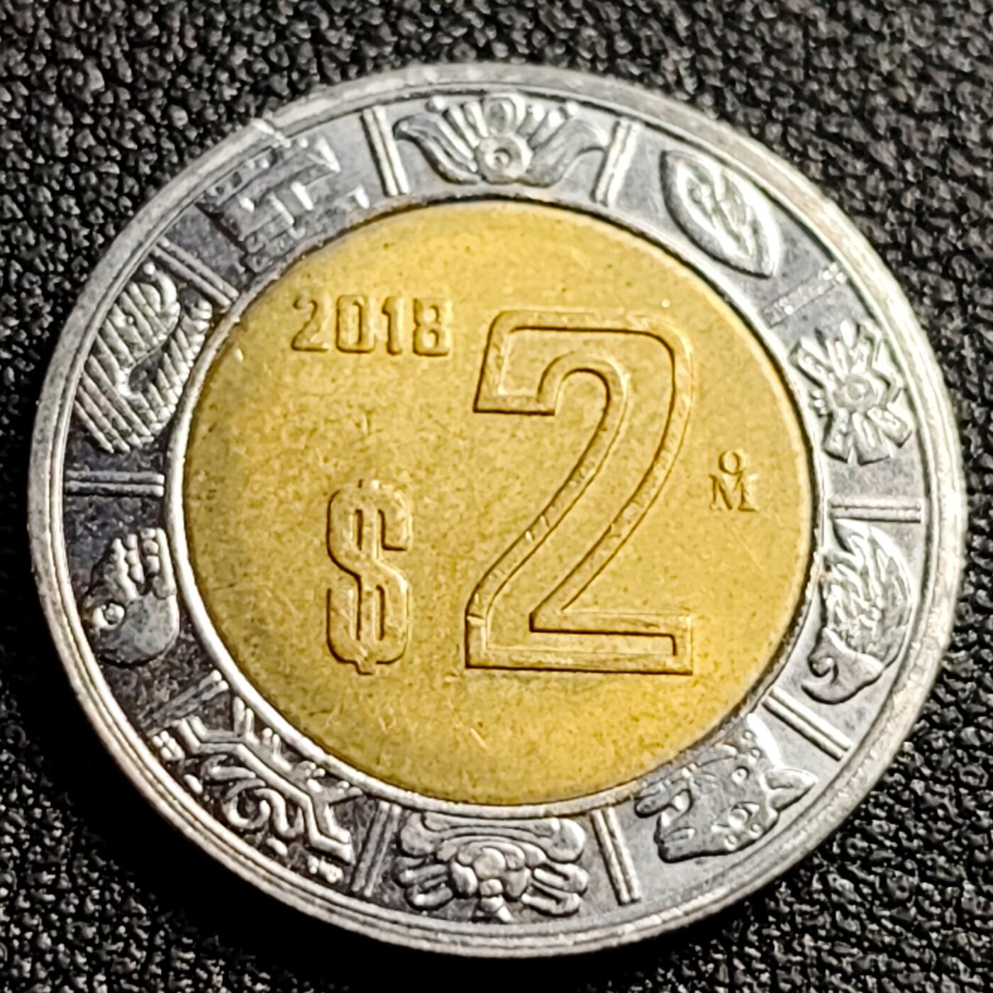 泉币菌-第91场-精品福利场 墨西哥2比索 23mm 玛雅鹰蛇双色币
