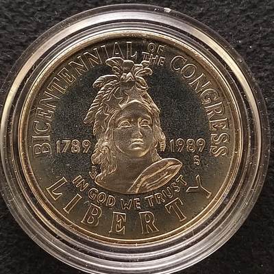 【全场包邮】纯粹捡漏拍453场 - 美国1989年半元国会成立200周年精制纪念币