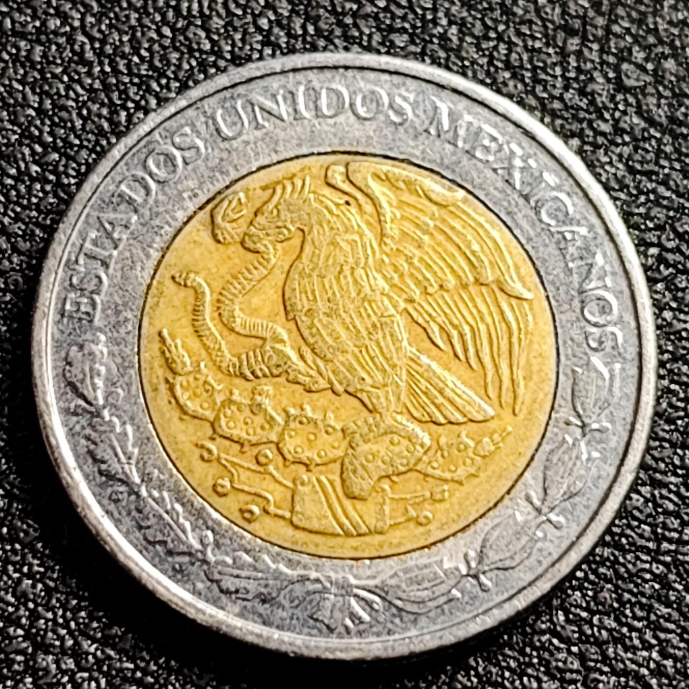 泉币菌-第91场-精品福利场 墨西哥1比索 双色币 鹰蛇图案 玛雅文化