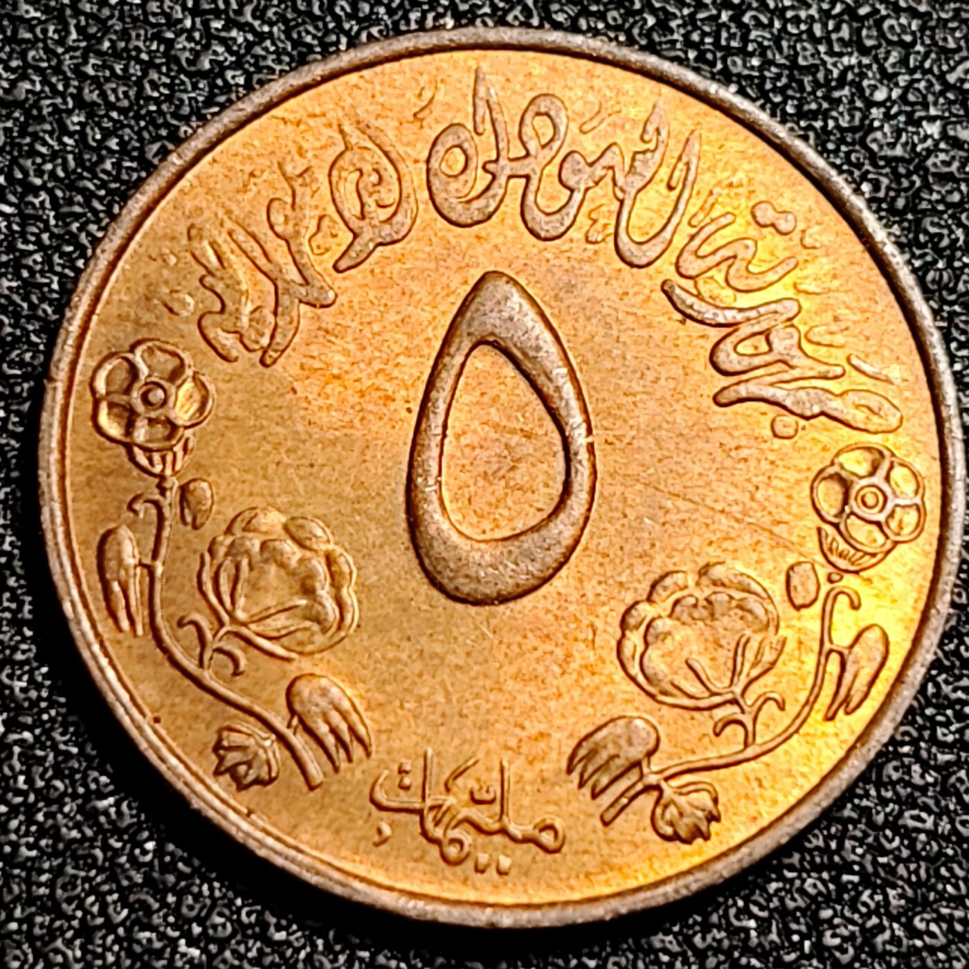 泉币菌-第92场-精品福利场 原铜光极美品 苏丹5米利姆 FAO 粮农组织 纪念币 青铜币 硬币 21.5mm