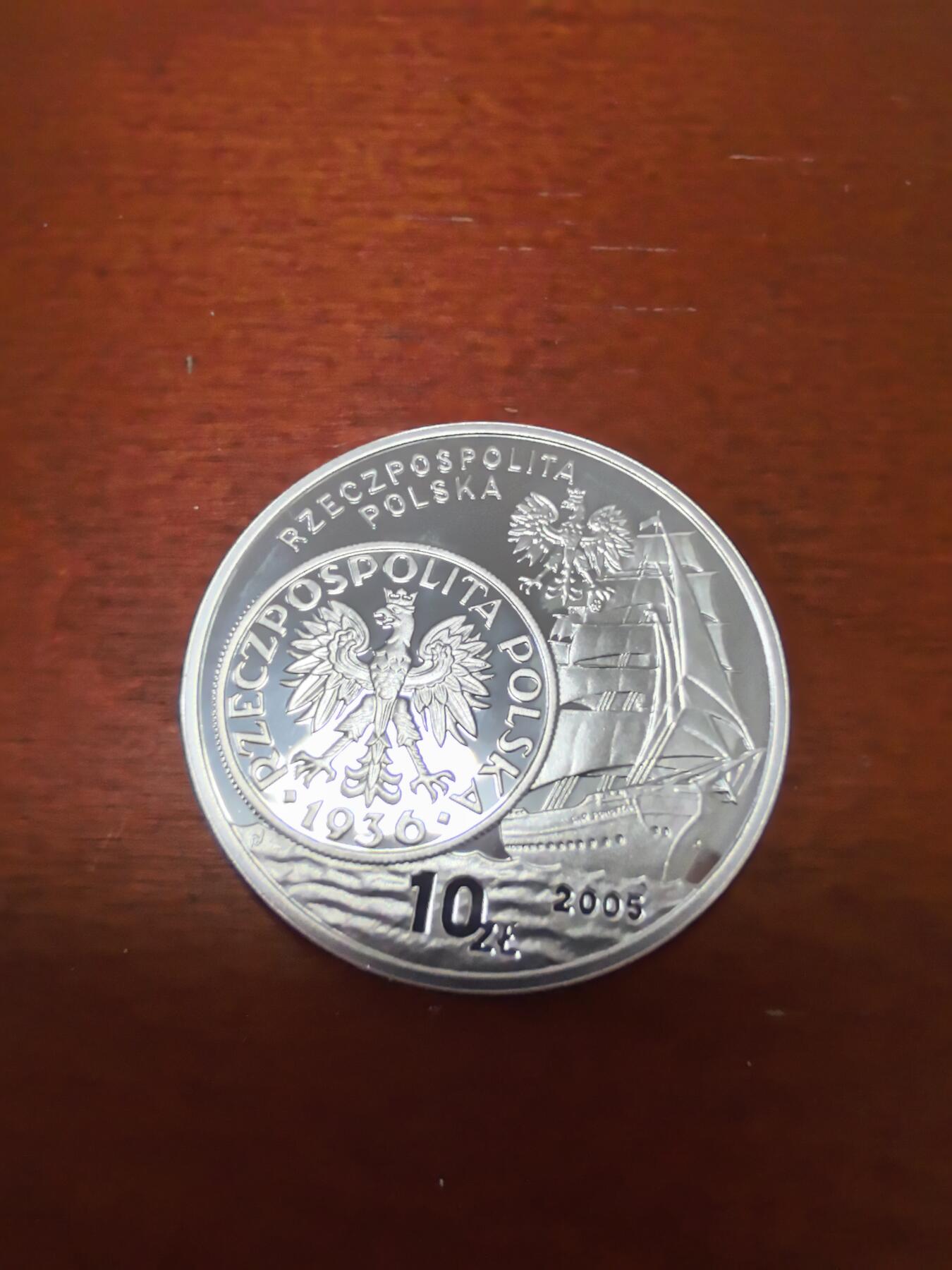 长老汇蛇年精选第三十八场拍卖 2005波兰帆船10兹罗提精制银币，币中币，14.14克925银