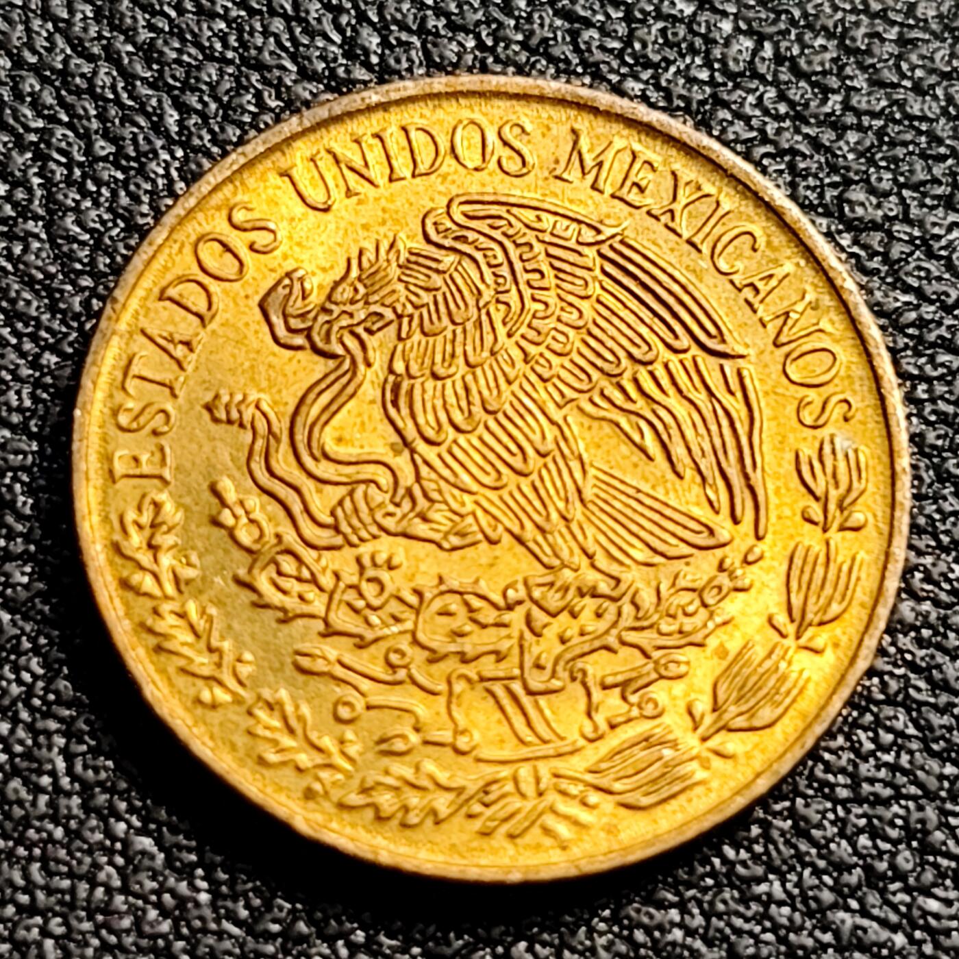 泉币菌-第91场-精品福利场 原铜光UNC  铜光美品 墨西哥1971年5分 独立战争支持者多明格斯 小版 黄铜币 18mm 