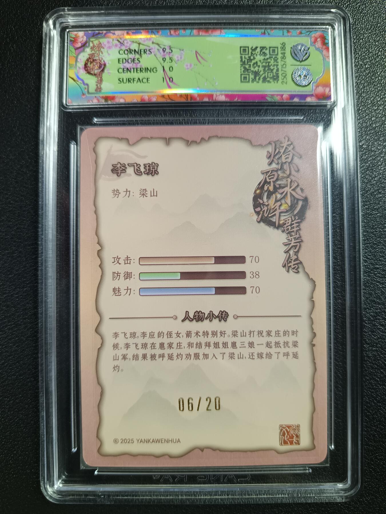 天玑星卡拍第115期《8.21周四截拍》持续收拍收评中 满赠卡需备注 【亲签卡】焱卡文化 水浒群芳传（下）李飞琼 浮雕折光 06/20 CCG10
