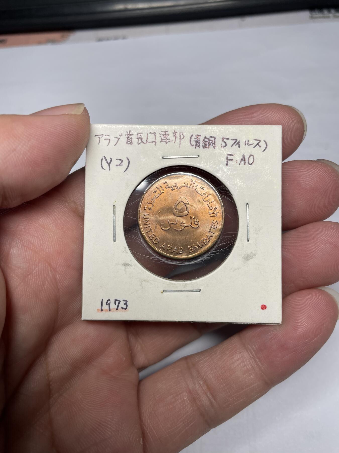 2025年集古藏今外币拍卖第八期-第3场—（总第263拍），可以寄存60天，满160元包邮。 1973年阿联酋5分Fao