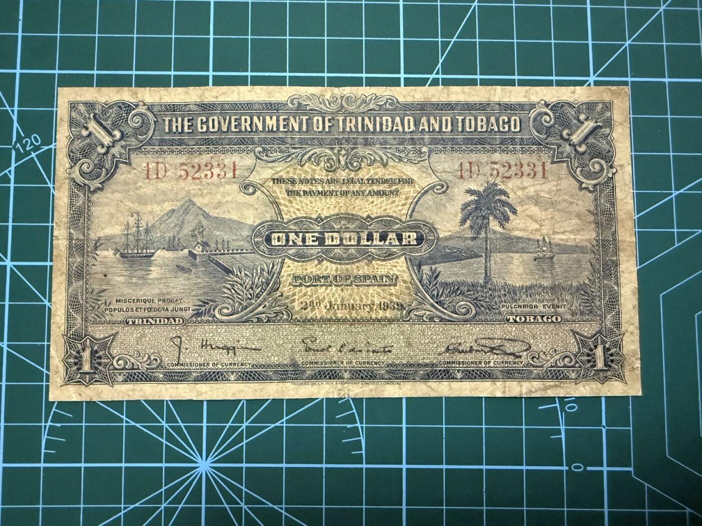 【炜奕收藏】，第四十二期 1939年特立尼达和多巴哥1元，流通品相