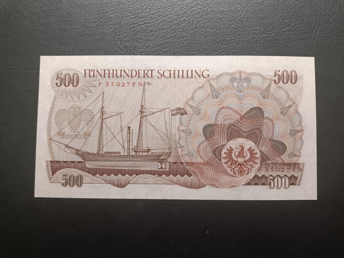 2025八月第四期（总189期） 奥地利1965版500先令UNC-，发明舰船推进器的雷塞尔和现代帆船