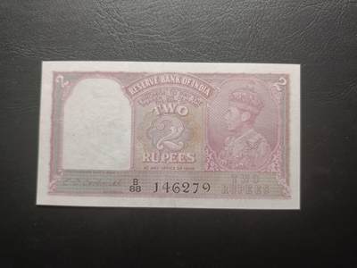 2025八月第四期（总189期） - 印度1943版2卢比AUNC有针孔，乔治六世国王和老虎